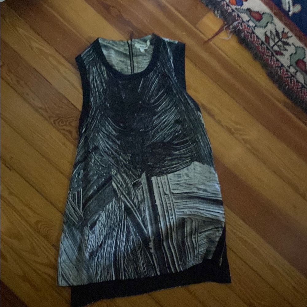 Helmut Lang Black and Gray Graphic Boxy Tank Top